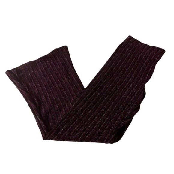 Burgundy Gold Stretchy Flared Pants - Picture 1 of 10